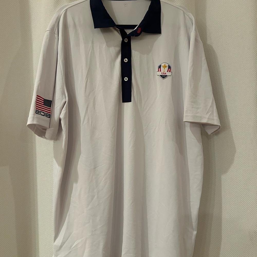 RLX Ralph Lauren Polo Shirt Mens XL White 2018 Rider Cup